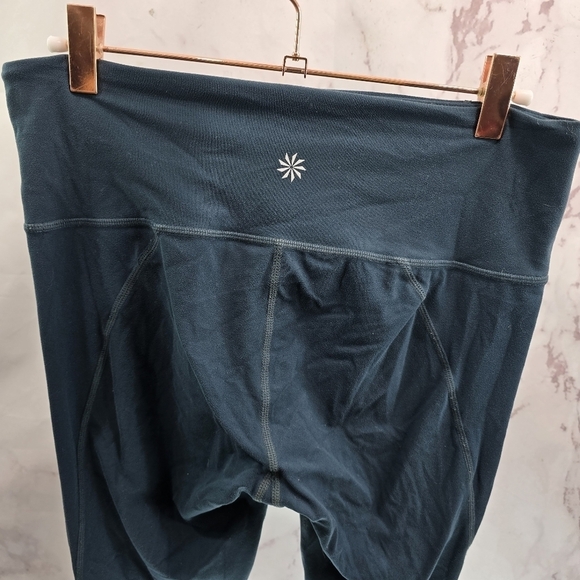 Athleta Leggings Womens Medium Green White Mesh Salutation Colorblock Power Vida - Picture 7 of 13